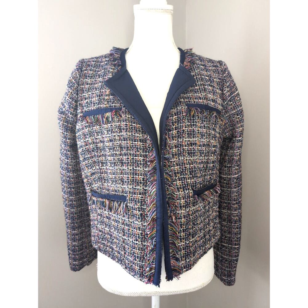 1901 Rainbow Tweed Fringe Pocket Blazer Size Medium